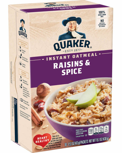 detail Quaker Instant Oats Raisins & Spice 430 g
