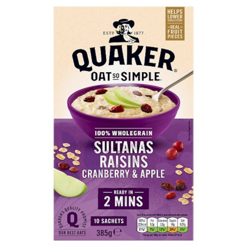 detail Quaker Sultanas Raisins Cranberry&Apple 385 g