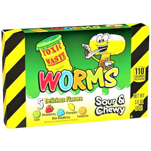 detail Toxic Waste Worms Sour&Chewy 85 g (MHD - 31.05.2025)